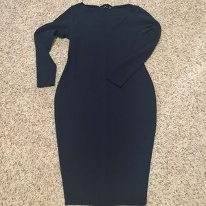 Body con boohoo navy long sleeve dress
